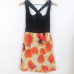 Judith March mod print crossed strap back sundress